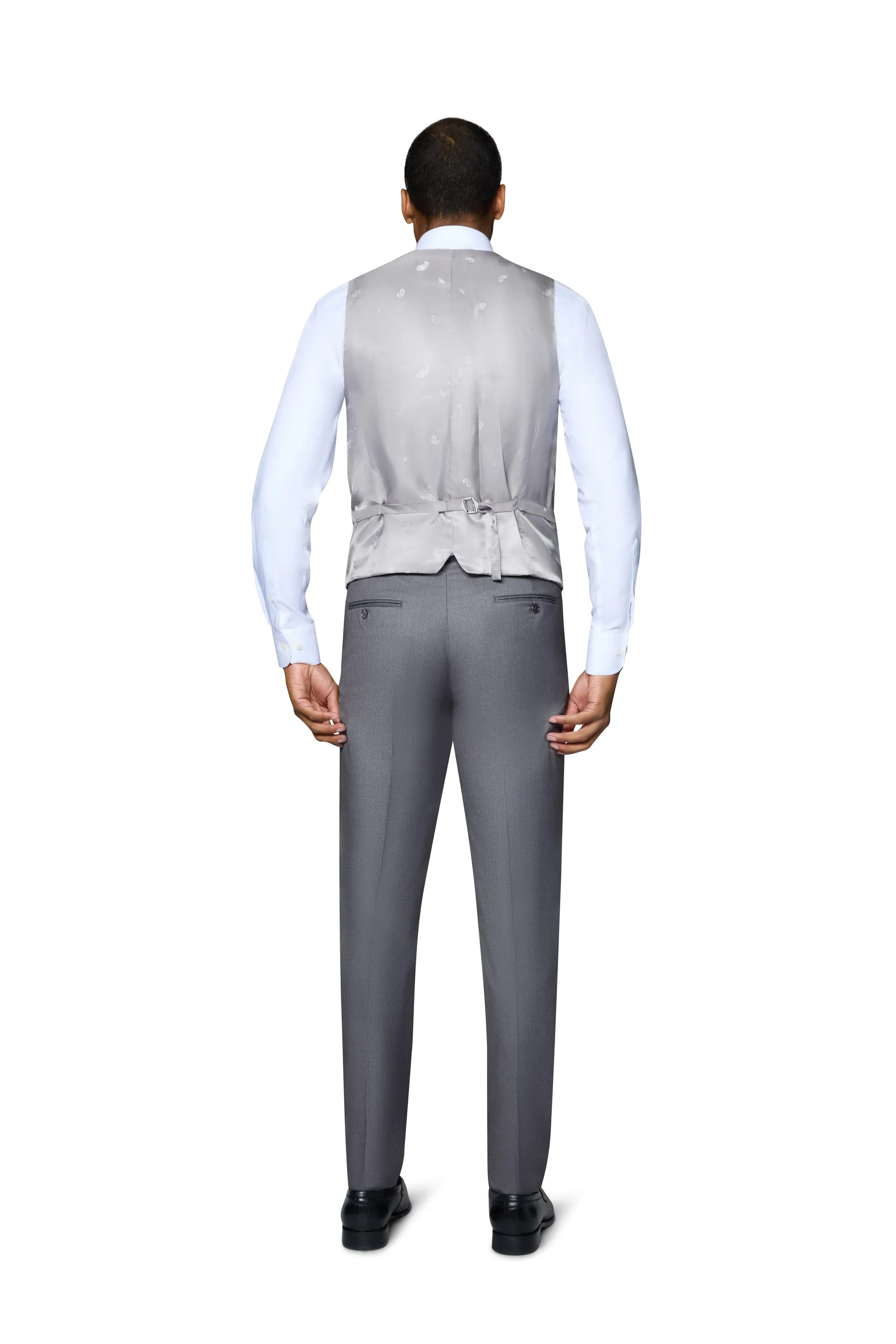 Bergamo Orange Vested Solid Medium Grey Modern Fit tailored jacket
