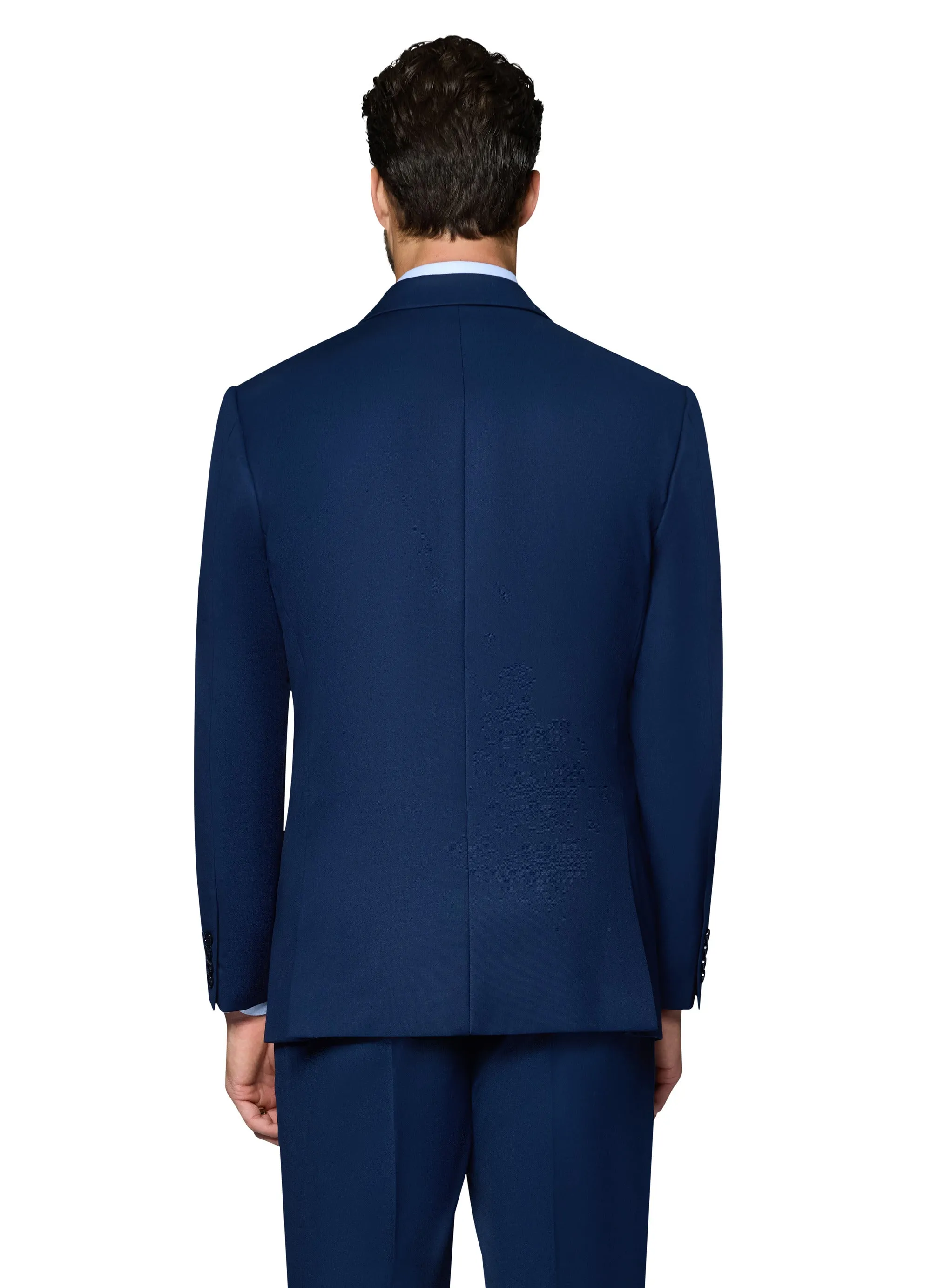 Bergamo Orange Vested Solid New Blue Slim Fit formal occasion wear