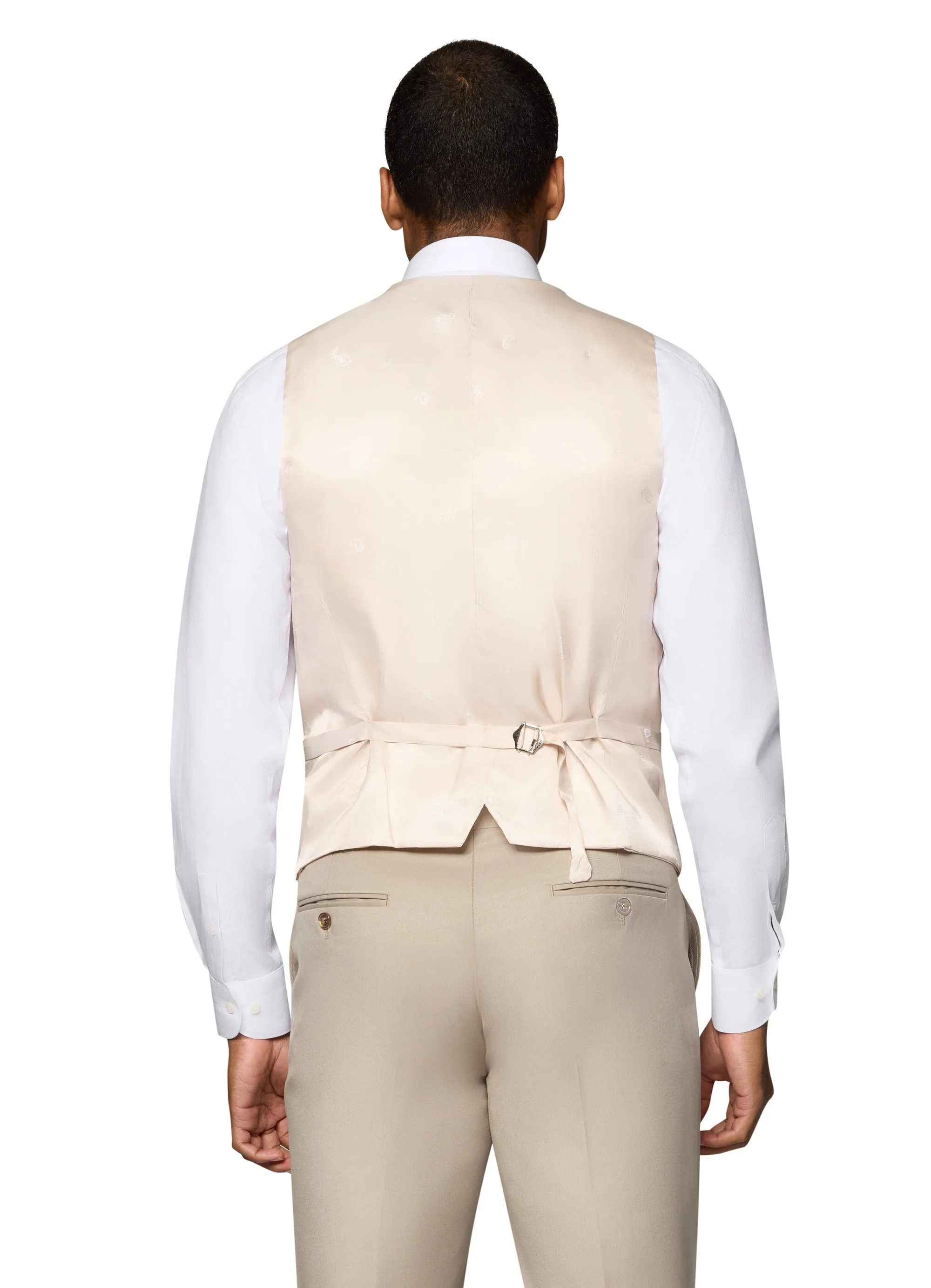 Bergamo Orange Vested Solid Tan Slim Fit photo session look