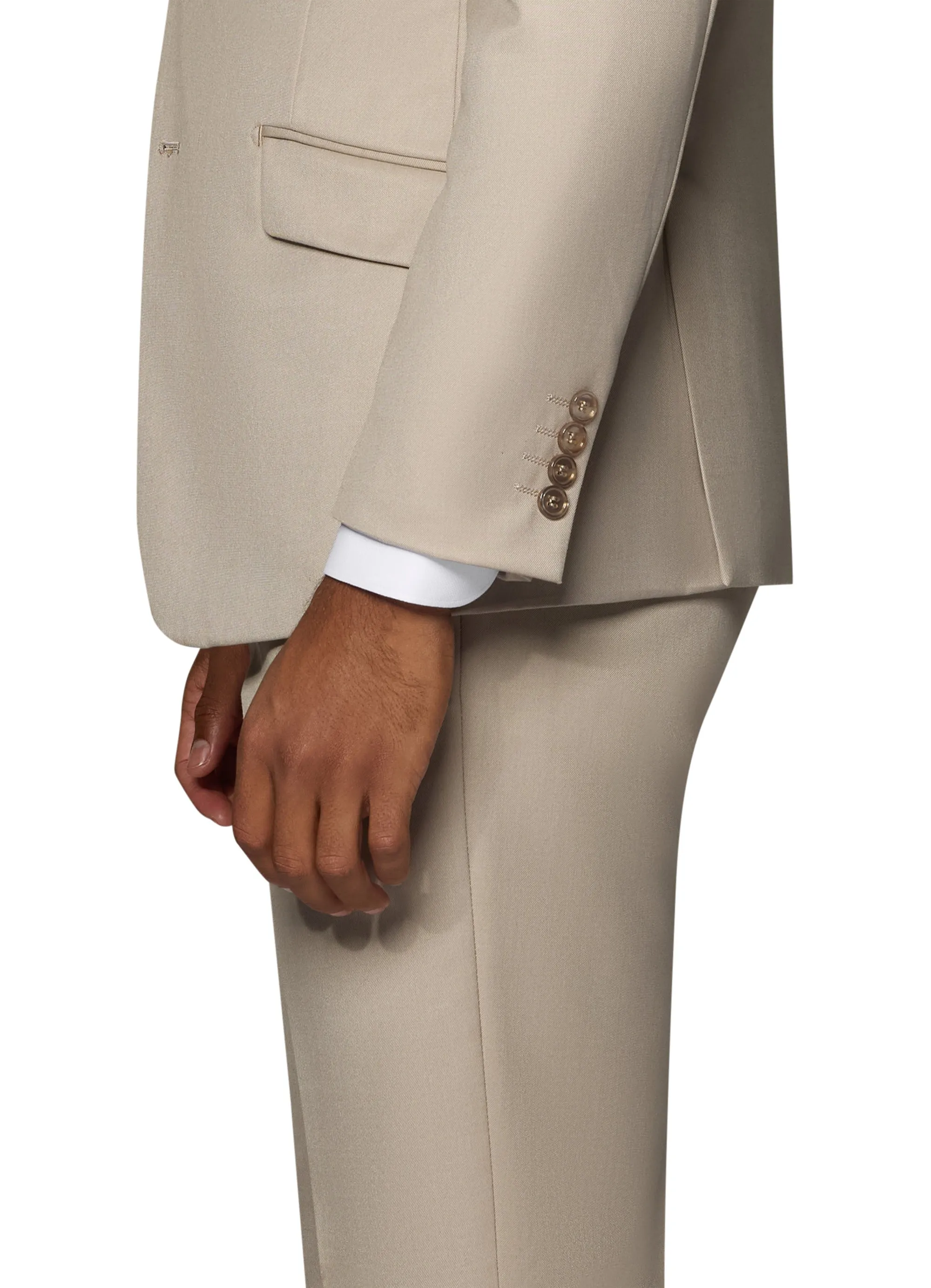 Bergamo Orange Vested Solid Tan Slim Fit classy ensemble