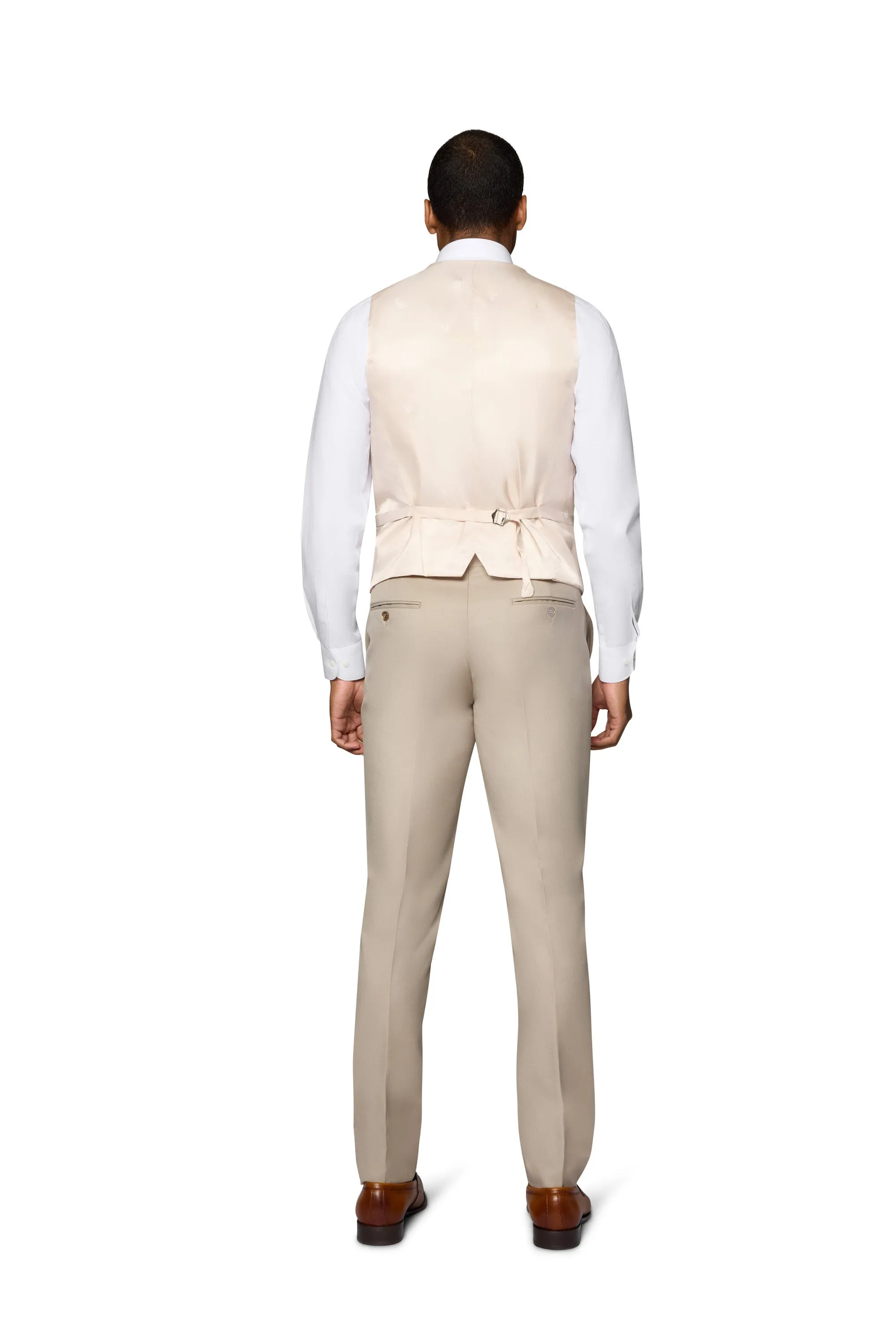 Bergamo Orange Vested Solid Tan Slim Fit stylish menswear look
