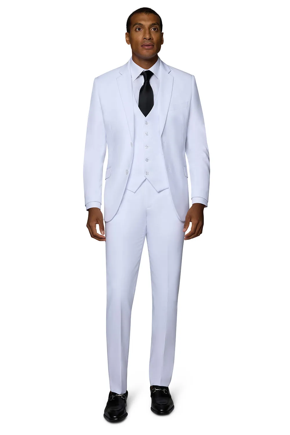 Bergamo Orange Vested Solid White Modern Fit confident look