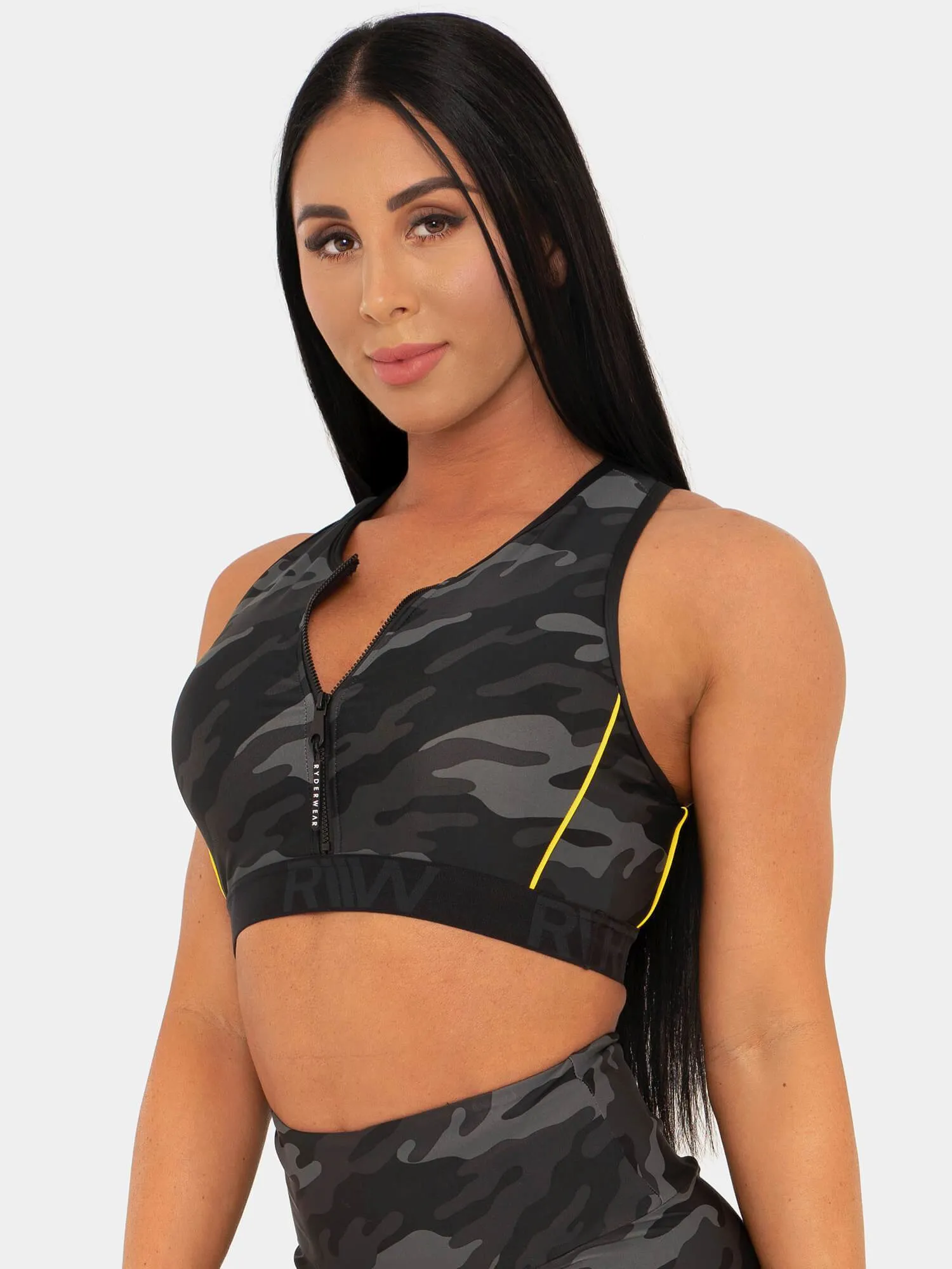 BFCAMO Zip Up Sports Bra - Camo Comfort Fit
