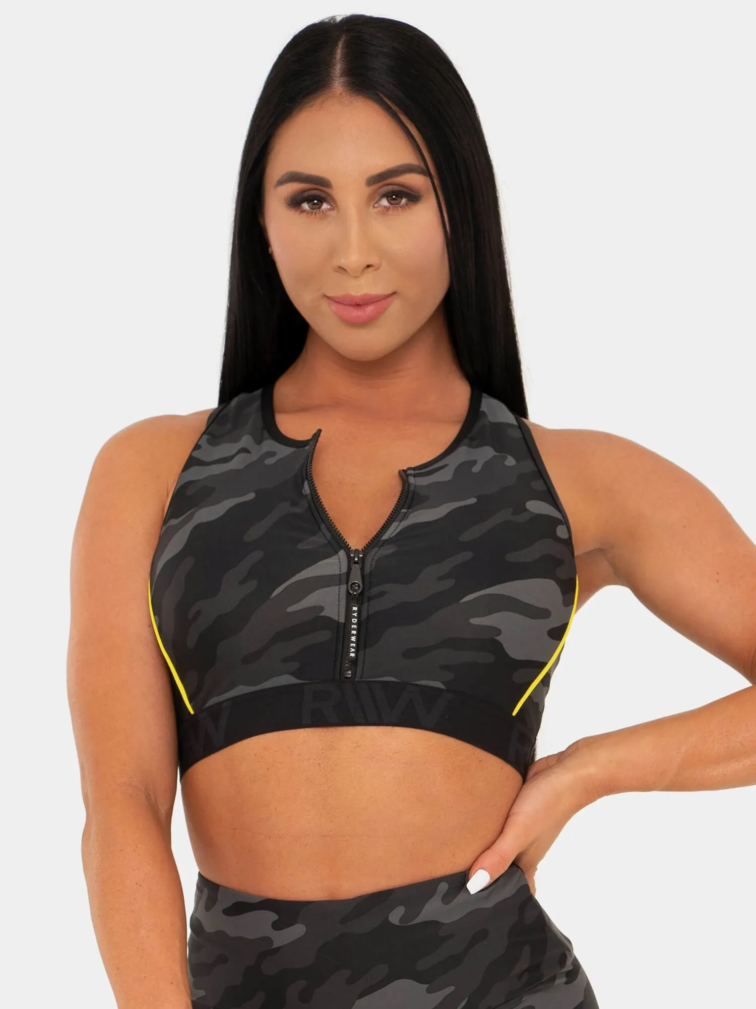 BFCAMO Zip Up Sports Bra - Camo Multi Function