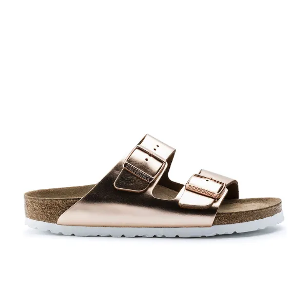 Birkenstock Women's Arizona Soft Footbed Leather White Copper travel light