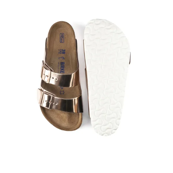 Birkenstock Women's Arizona Soft Footbed Leather White Copper morning rush