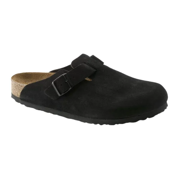Birkenstock Women's Boston Soft Footbed Suede Leather Black Sea Mood