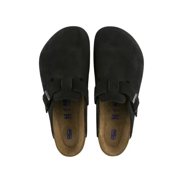 Birkenstock Women's Boston Soft Footbed Suede Leather Black free zone