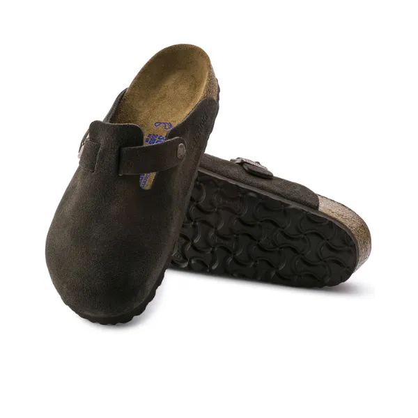 Birkenstock Women's Boston Soft Footbed Suede Leather Mocha sunny day