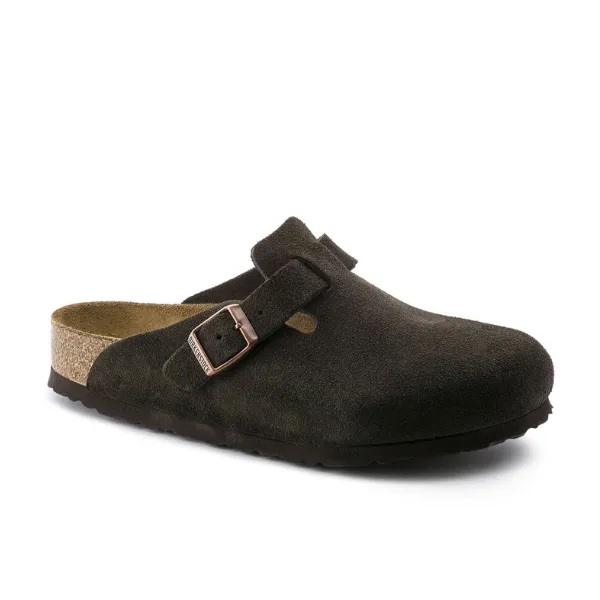 Birkenstock Women's Boston Soft Footbed Suede Leather Mocha road life