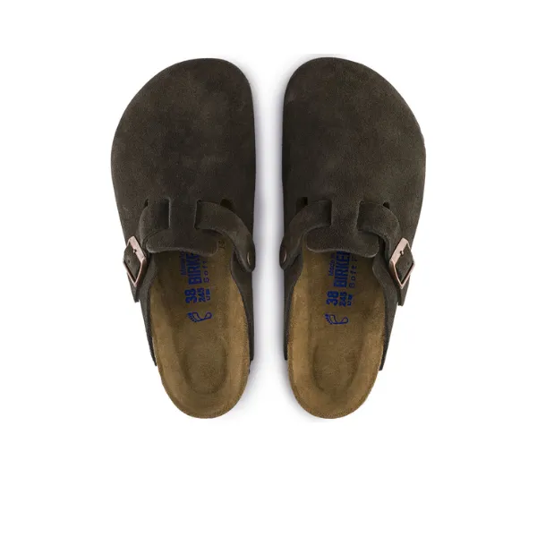 Birkenstock Women's Boston Soft Footbed Suede Leather Mocha bare look