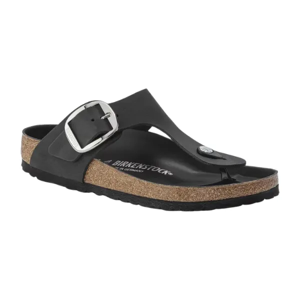 Birkenstock Women's Gizeh Big Buckle Oiled Leather Black run ready