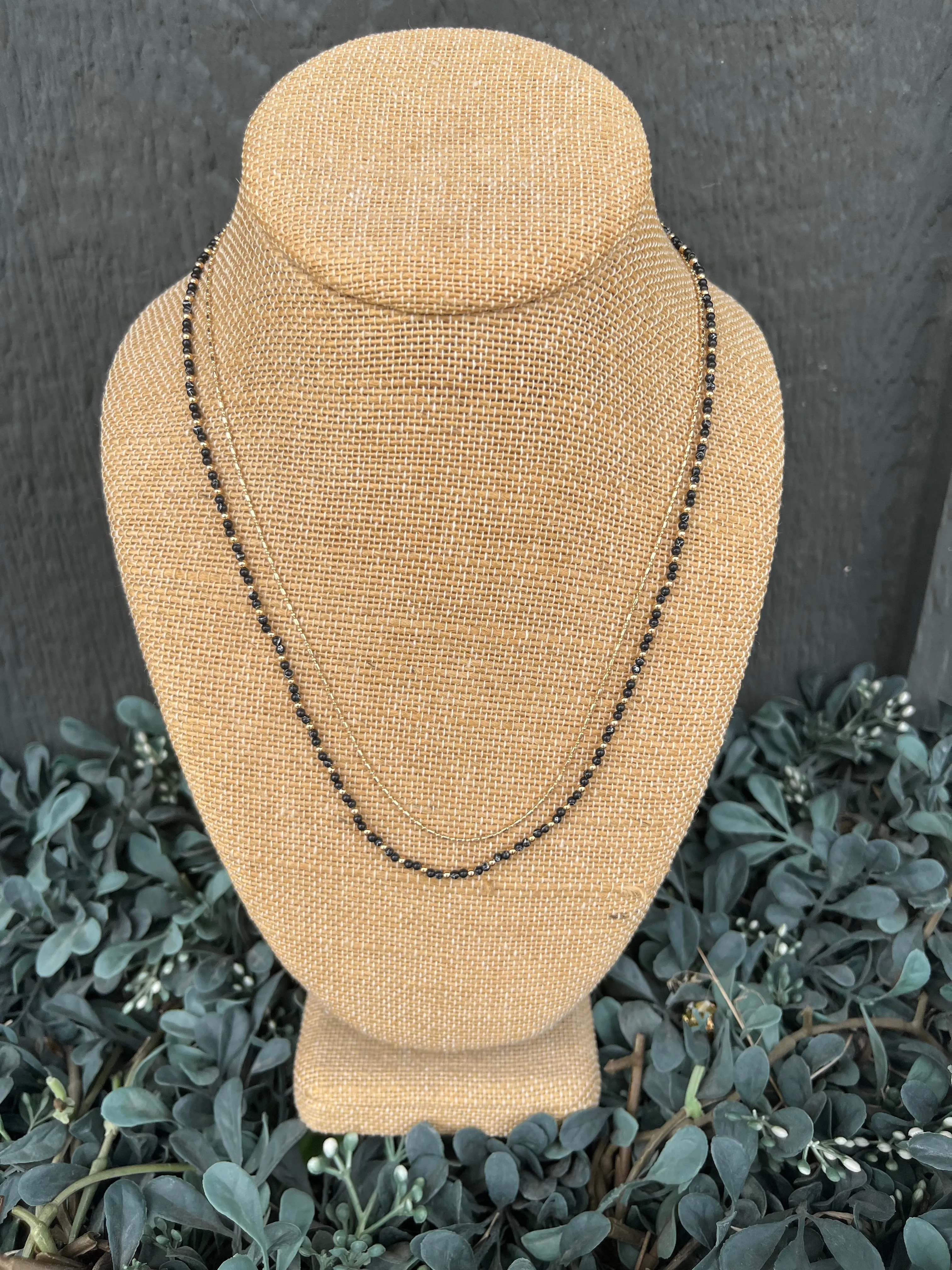 Black Layered Necklace Elegant Shape