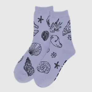 Blue Shells Crew Socks from BAGGU Stretch Fabric