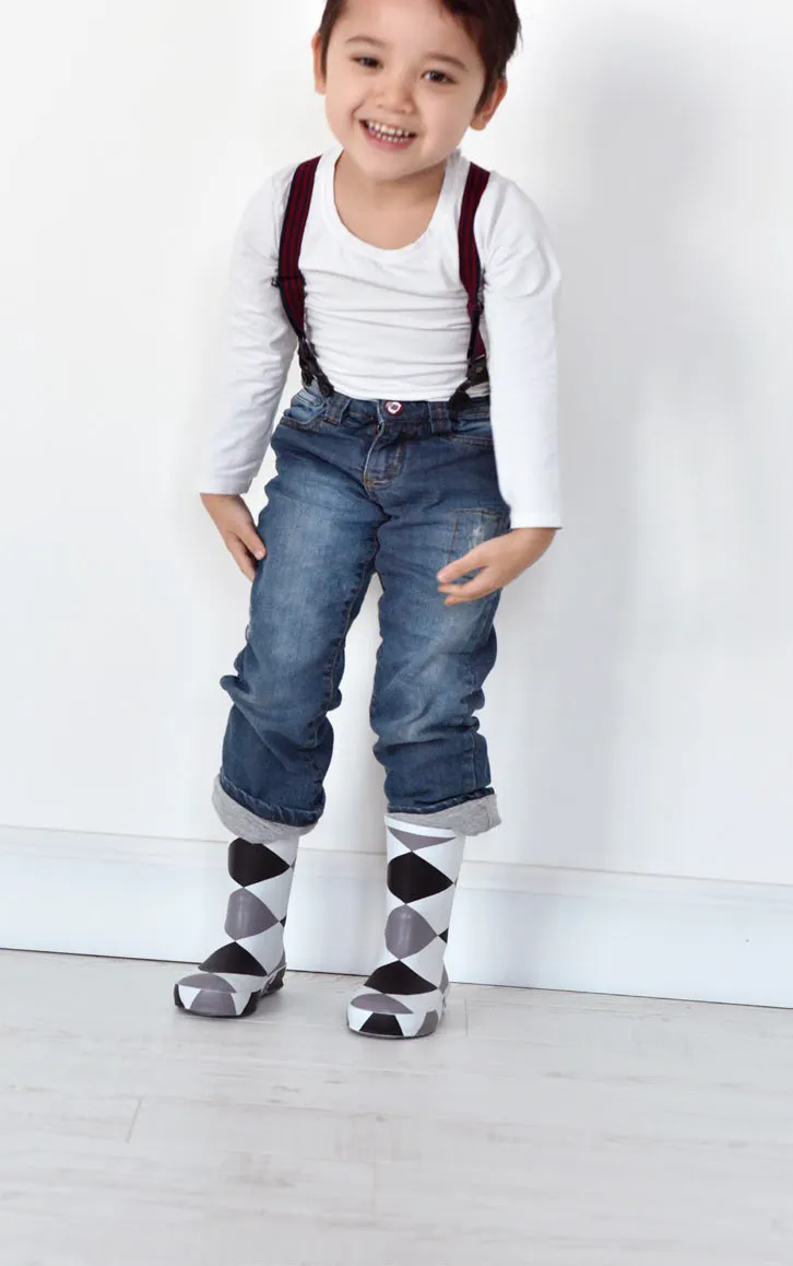 Boxbo Damier Girl's and Boy's Rain Boot wind flow