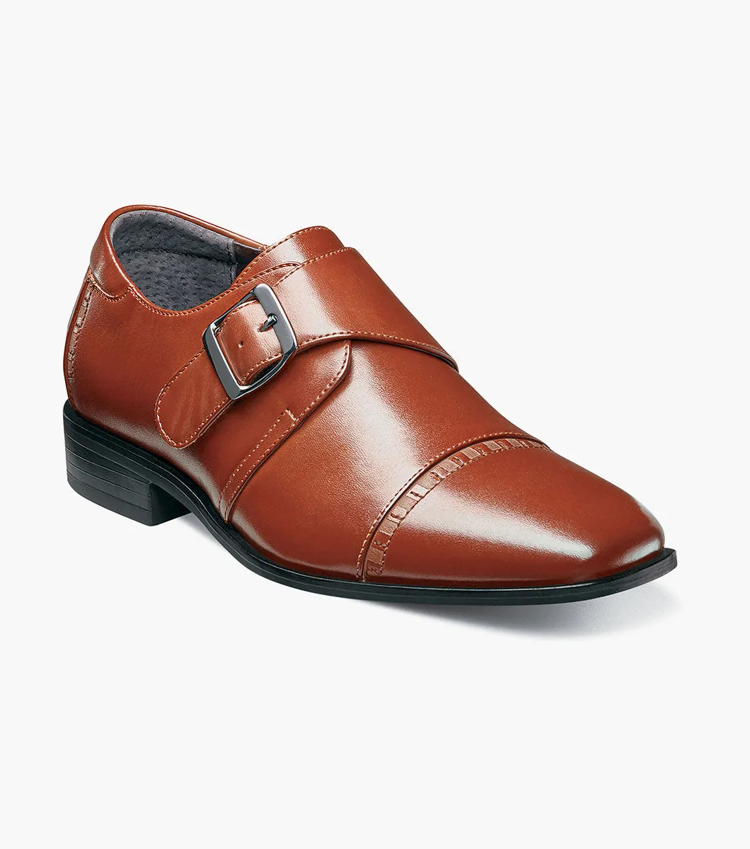 BOYS MACMILLIAN  Cap Toe Monk Strap - Cognac stable feel
