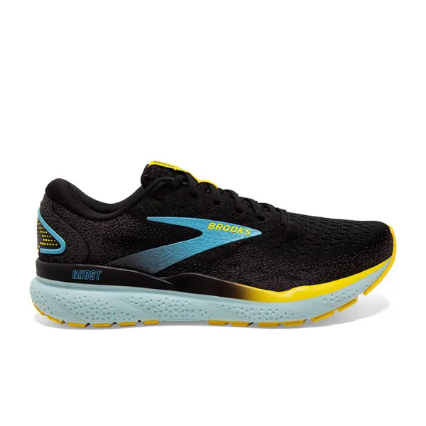 Brooks Men's Ghost 16 Black/Blue/Yellow mood boost
