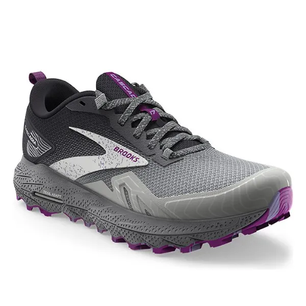 Brooks Women's Cascadia 17 Oyster/Blackened Pearl/Purple sweat guard