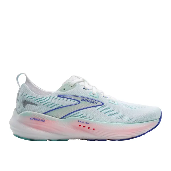 Brooks Women's Glycerin GTS 22 Wide White/Blue smooth ride