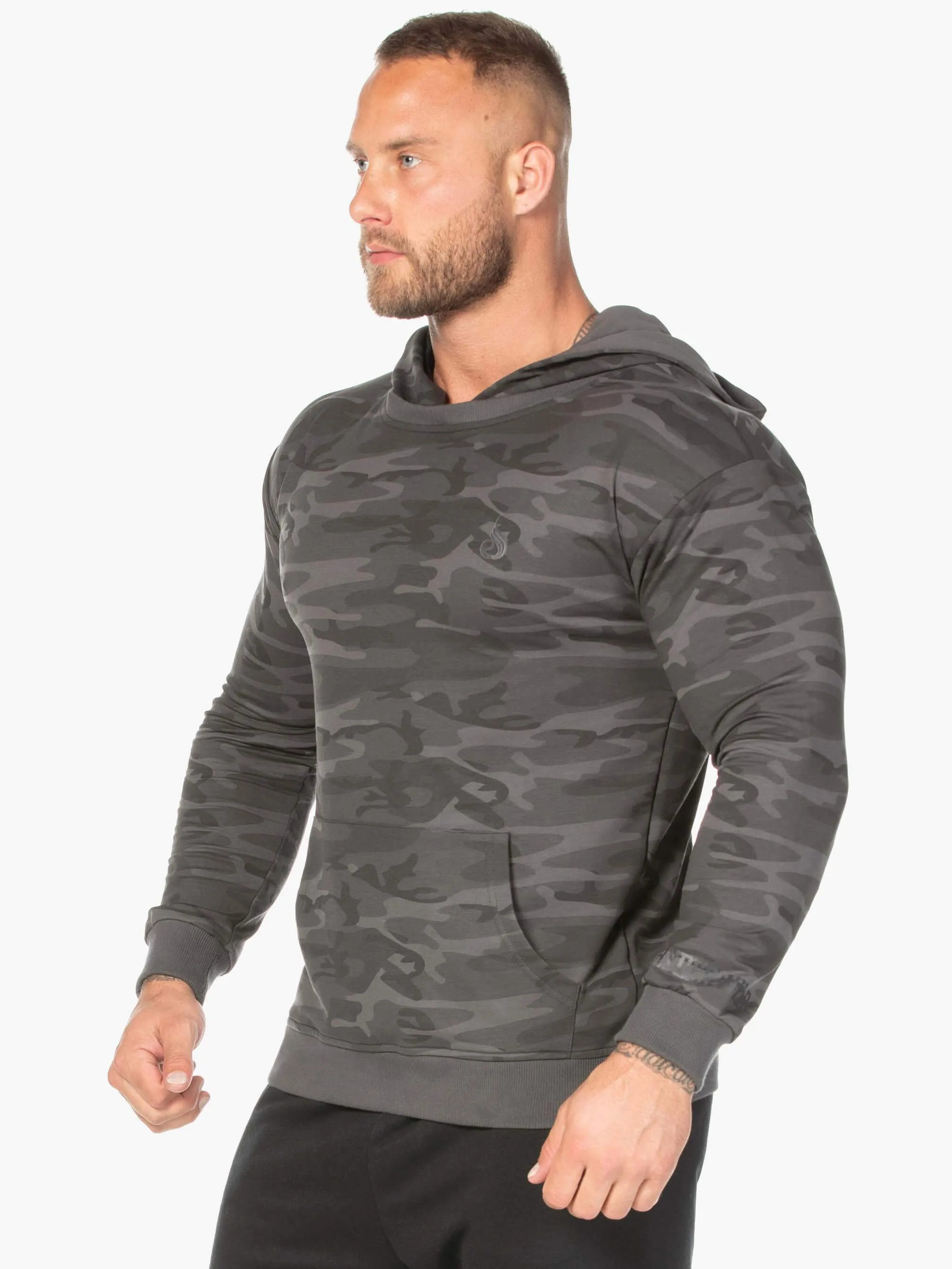 Camo Pullover Hoodie - Black Camo snug layer