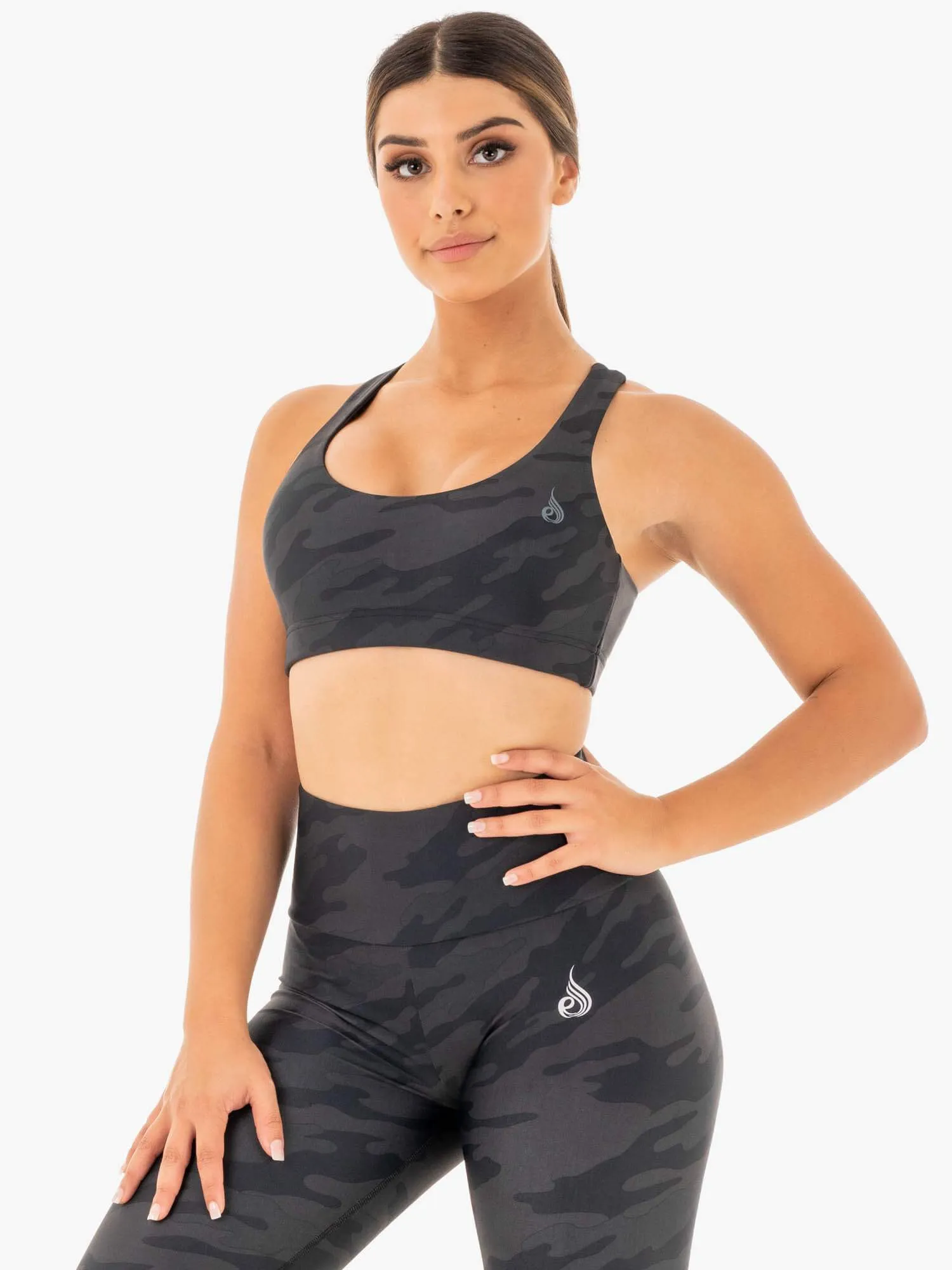 Camo Sports Bra - Black Camo Cushion Support