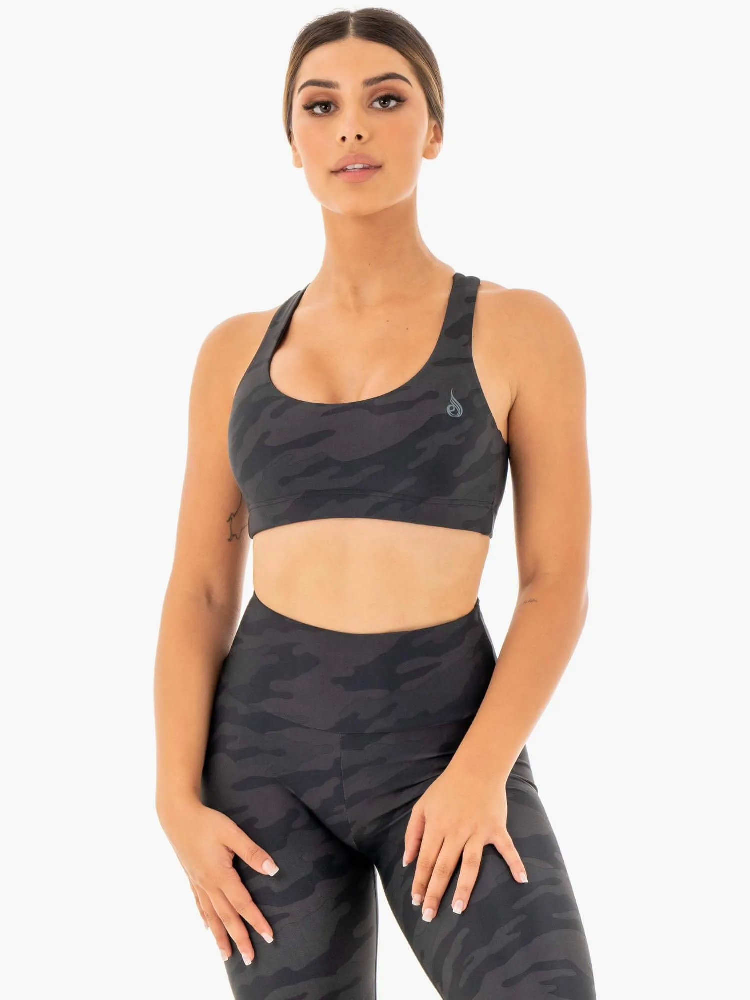 Camo Sports Bra - Black Camo Ergonomic Fit