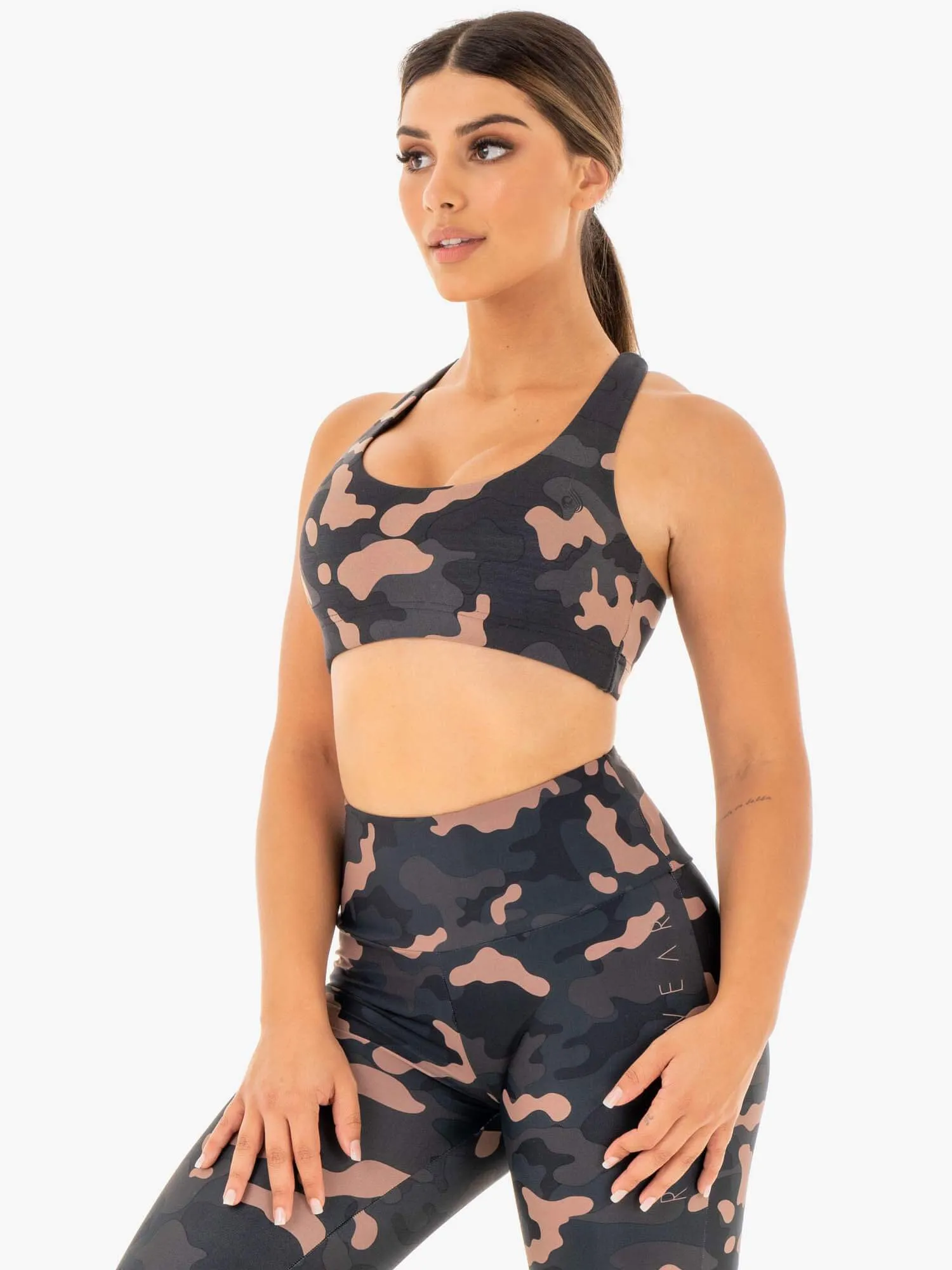 Camo Sports Bra - Rose Camo Strong Support
