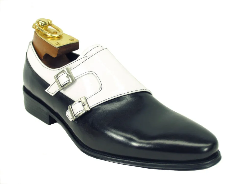 Carrucci Double Monkstraps KS099-3003 - Black/White classic edge