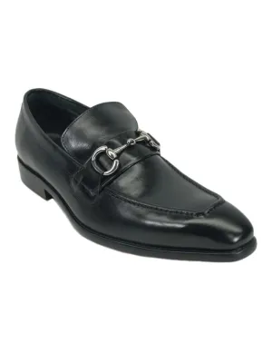 Carrucci KS478-02 Slip On Loafer Apron Toe Leather Shoe - Black shape memory
