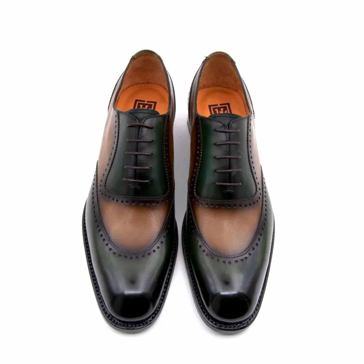 Charlton Lace Up Shoes - Caramel/Green travel friendly