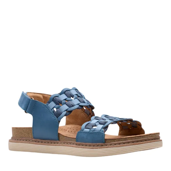 Clarks Women's Arwell Glide Wide Blue Clear Fit