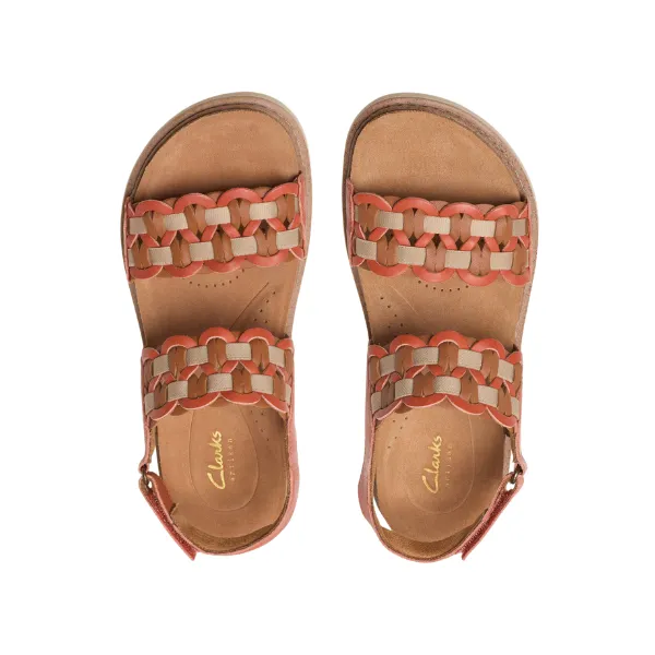 Clarks Women's Arwell Glide Wide Orange wellness walk
