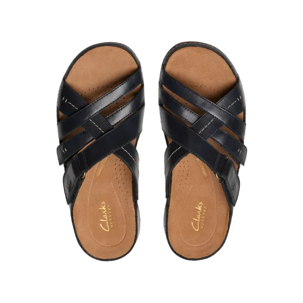 Clarks Women's Cecily Slide Leather Wide Black parent pick
