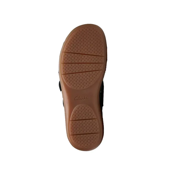 Clarks Women's Cecily Slide Leather Wide Black run light