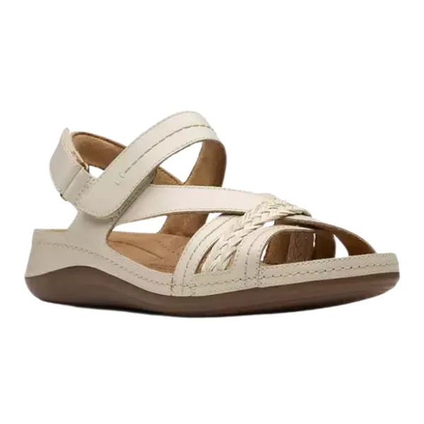 Clarks Women's Cecily Strap Leather Wide Cream long hours