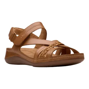 Clarks Women's Cecily Strap Leather Wide Tan Combo Chill Zen
