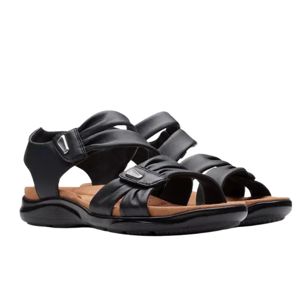 Clarks Women's Wide Kitly Ave Black Leather street style