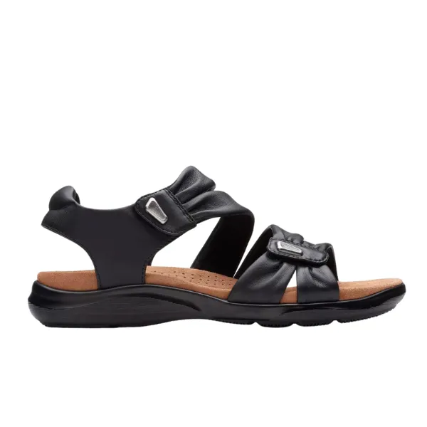 Clarks Women's Wide Kitly Ave Black Leather light errands