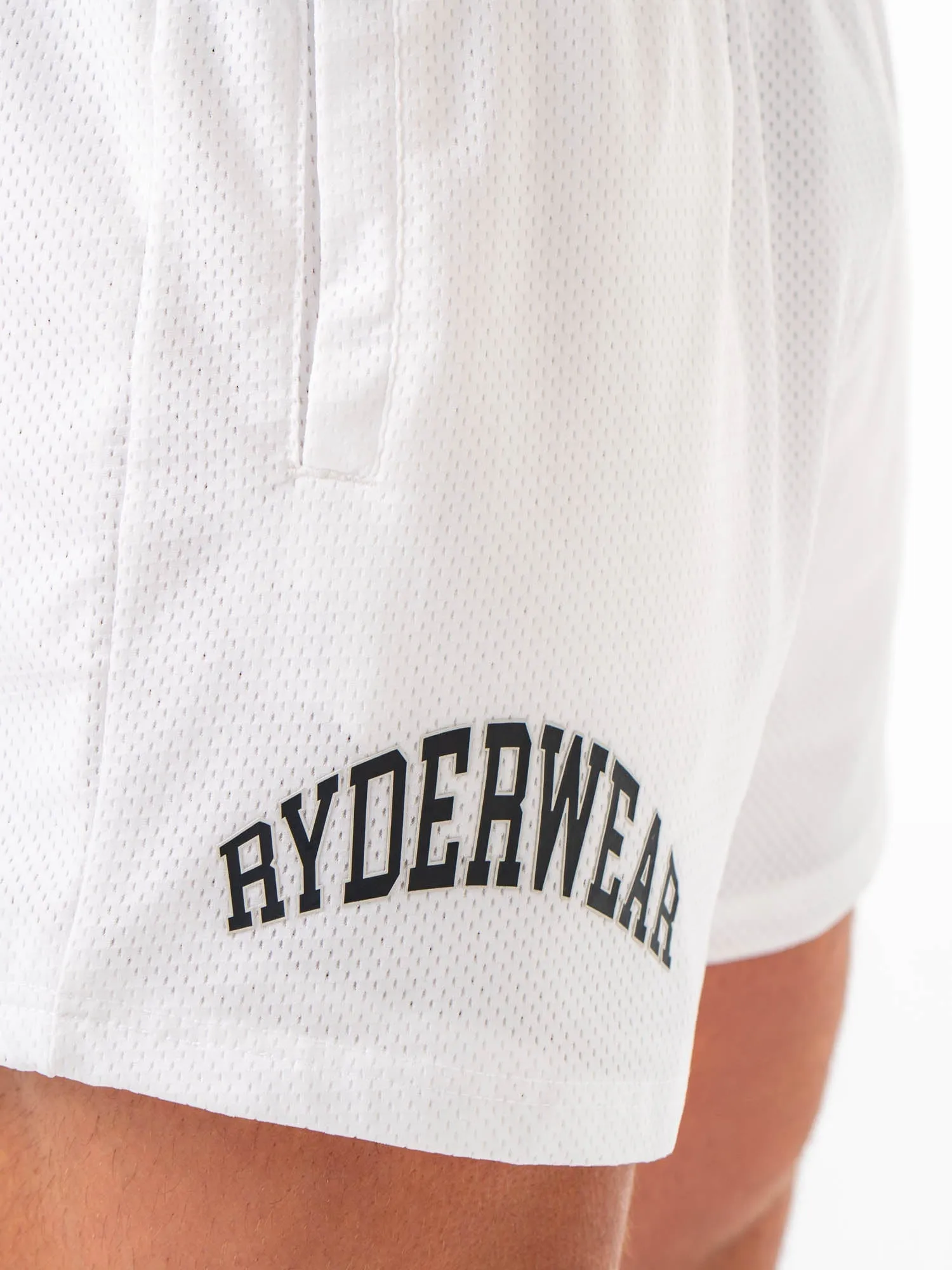 Collegiate Mesh Short - White soft texture