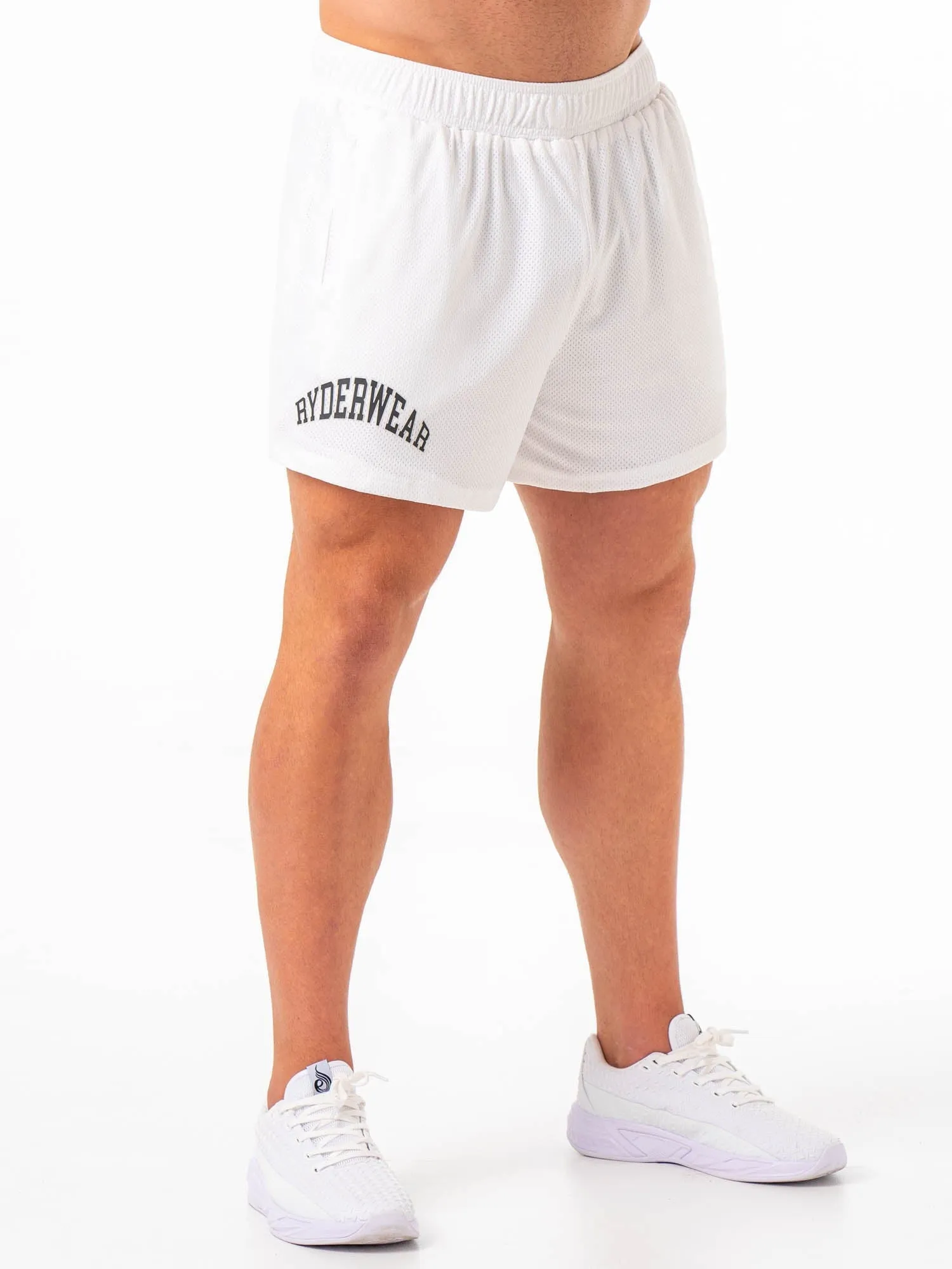 Collegiate Mesh Short - White lightweight packable
