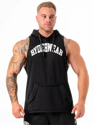 Collegiate Sleeveless Hoodie - Black easy care