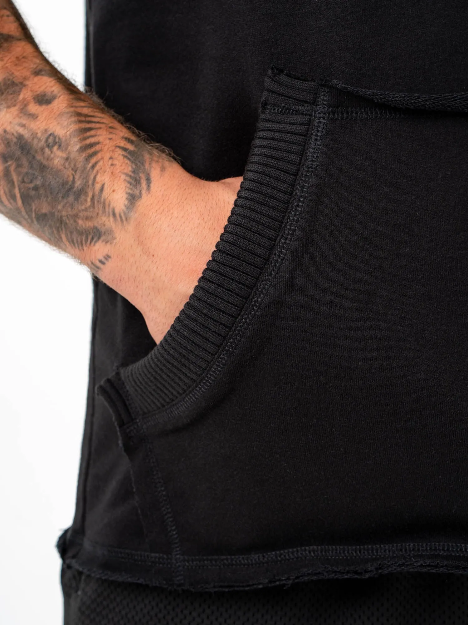 Collegiate Sleeveless Hoodie - Black flexible design