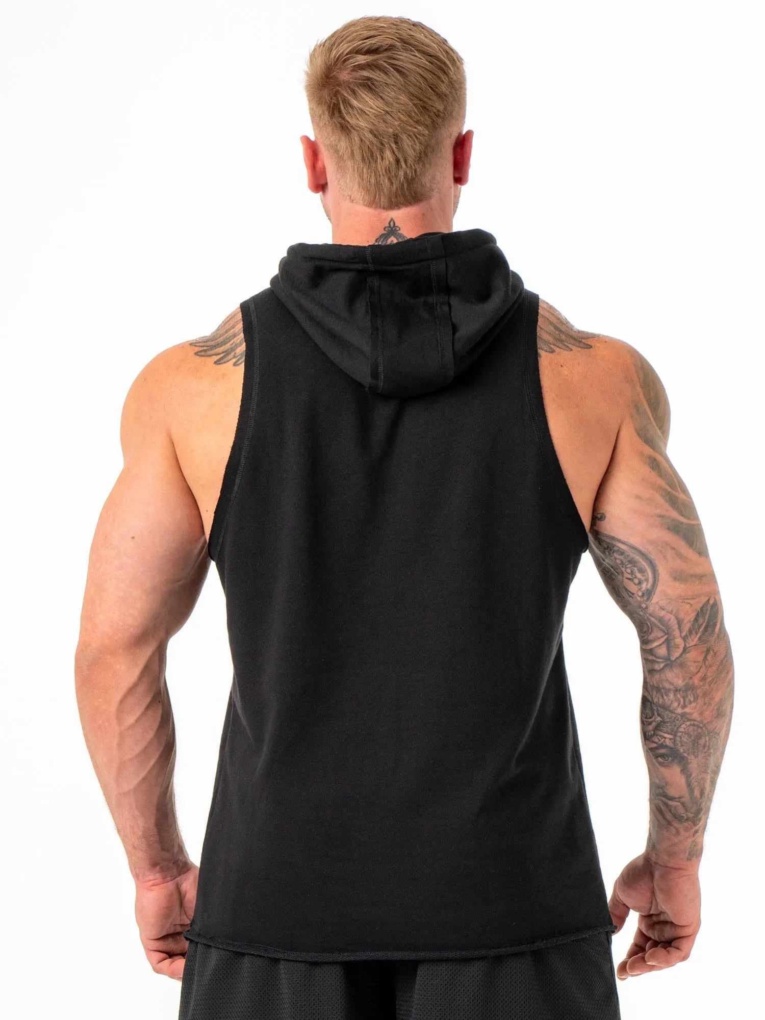 Collegiate Sleeveless Hoodie - Black easy match