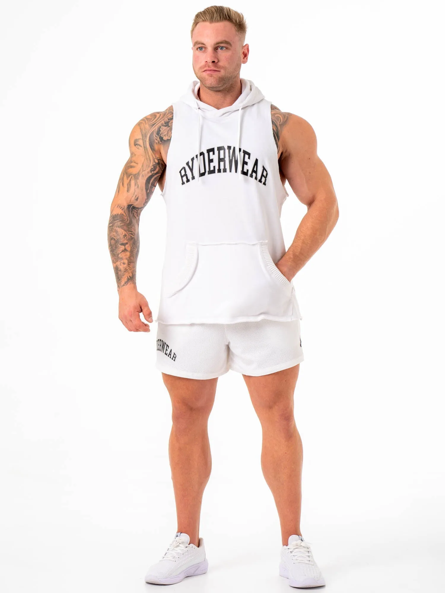 Collegiate Sleeveless Hoodie - White versatile knit