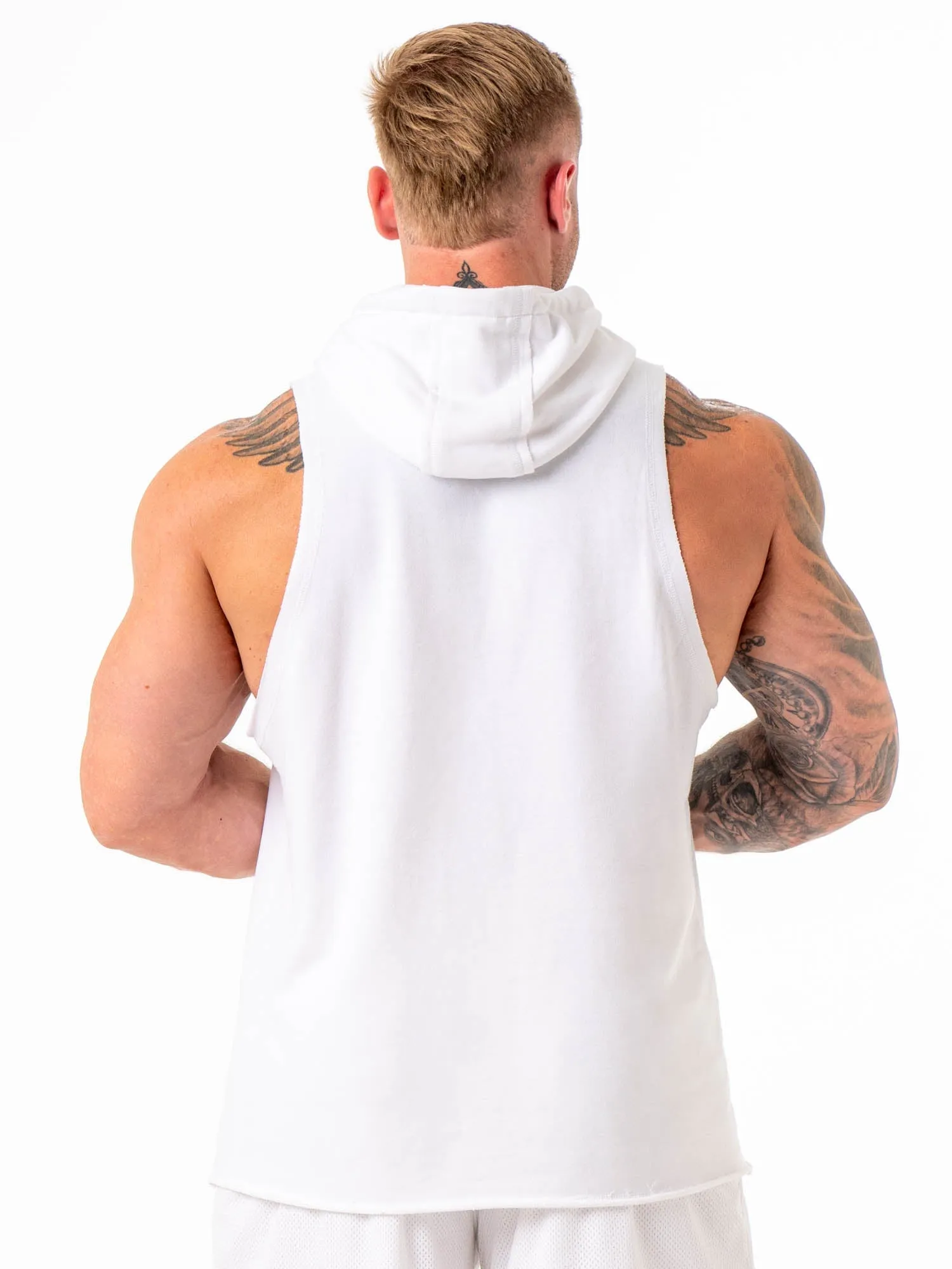 Collegiate Sleeveless Hoodie - White casual warmth
