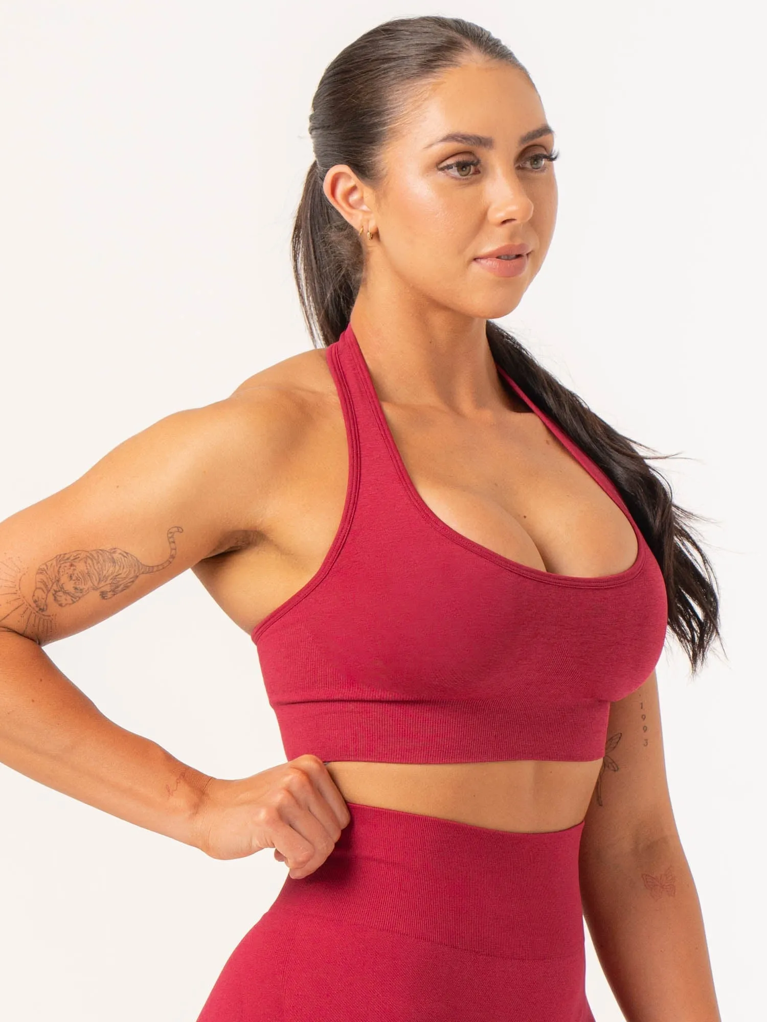 Contour Halter Bra - Berry Marl Sweat Proof