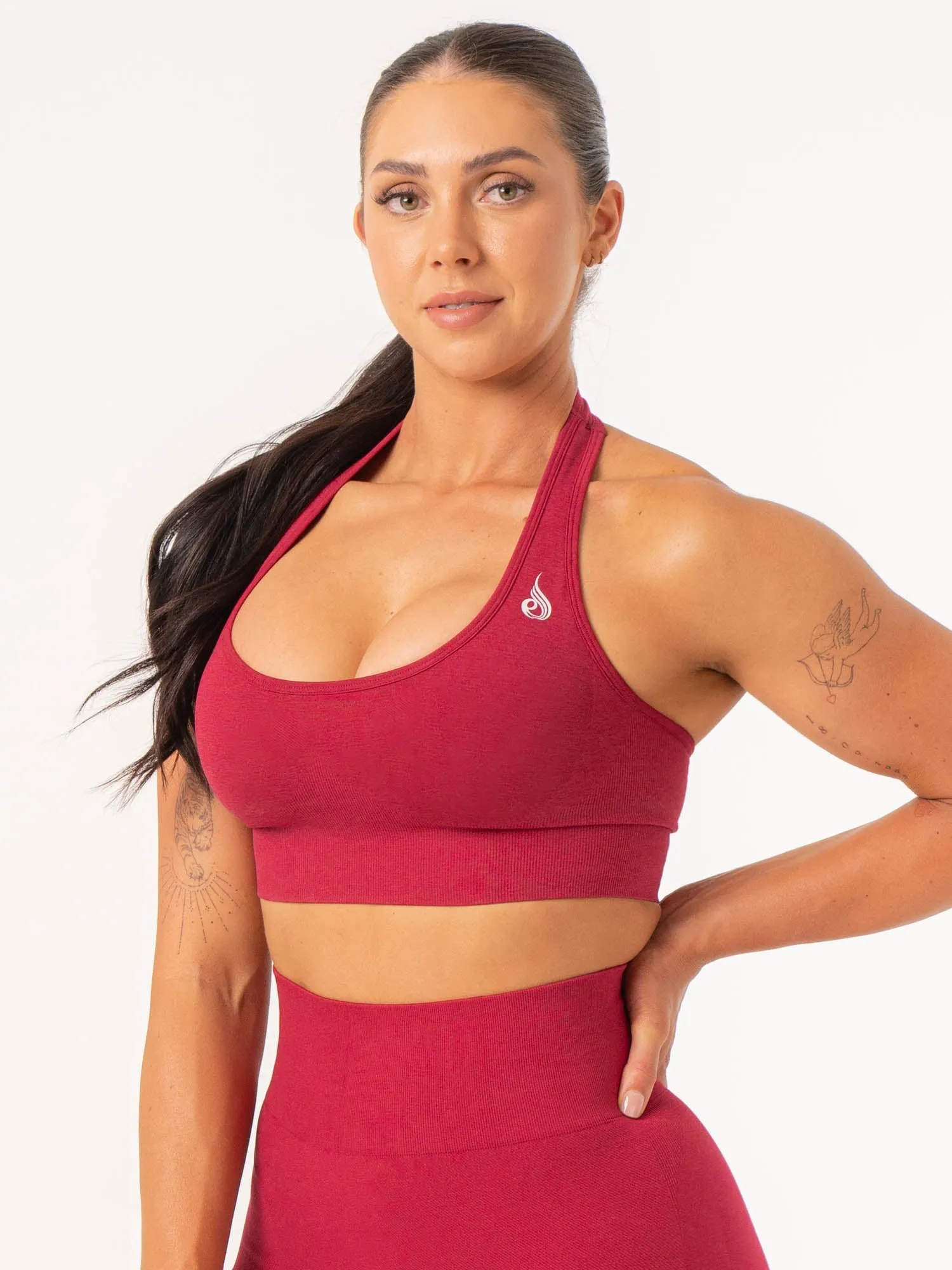 Contour Halter Bra - Berry Marl High Elastic