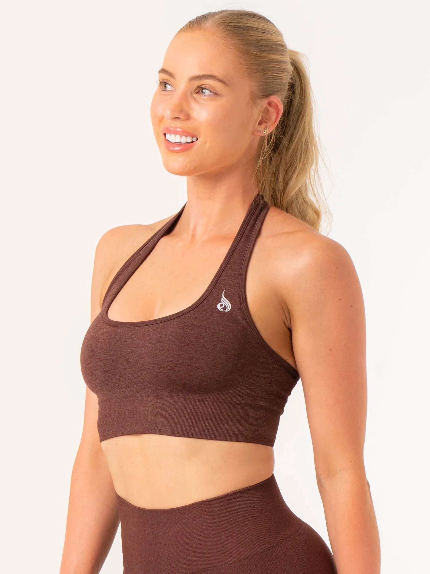 Contour Halter Bra - Chocolate Marl Slip Proof