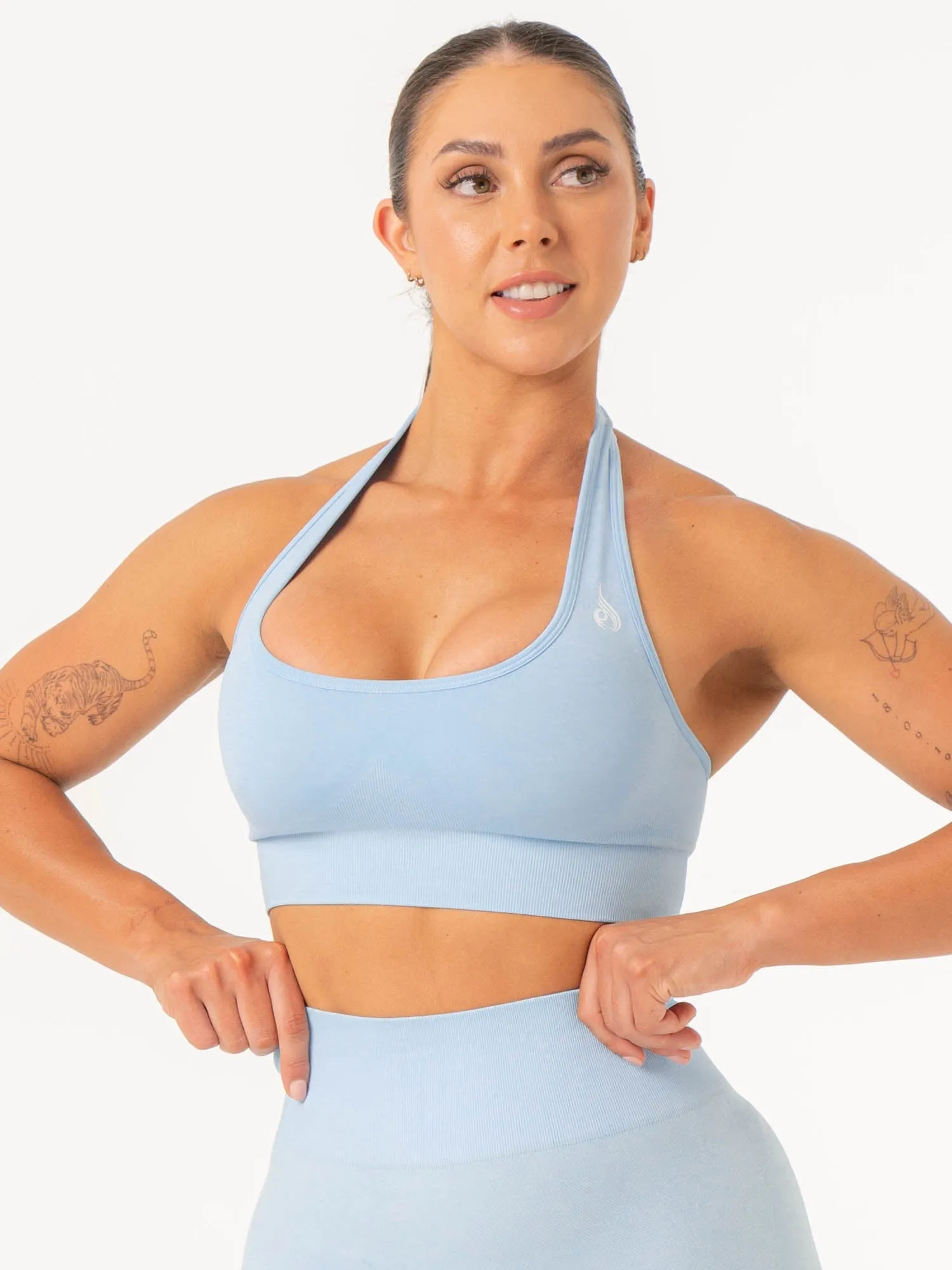 Contour Halter Bra - Sky Blue Marl Wear Resist
