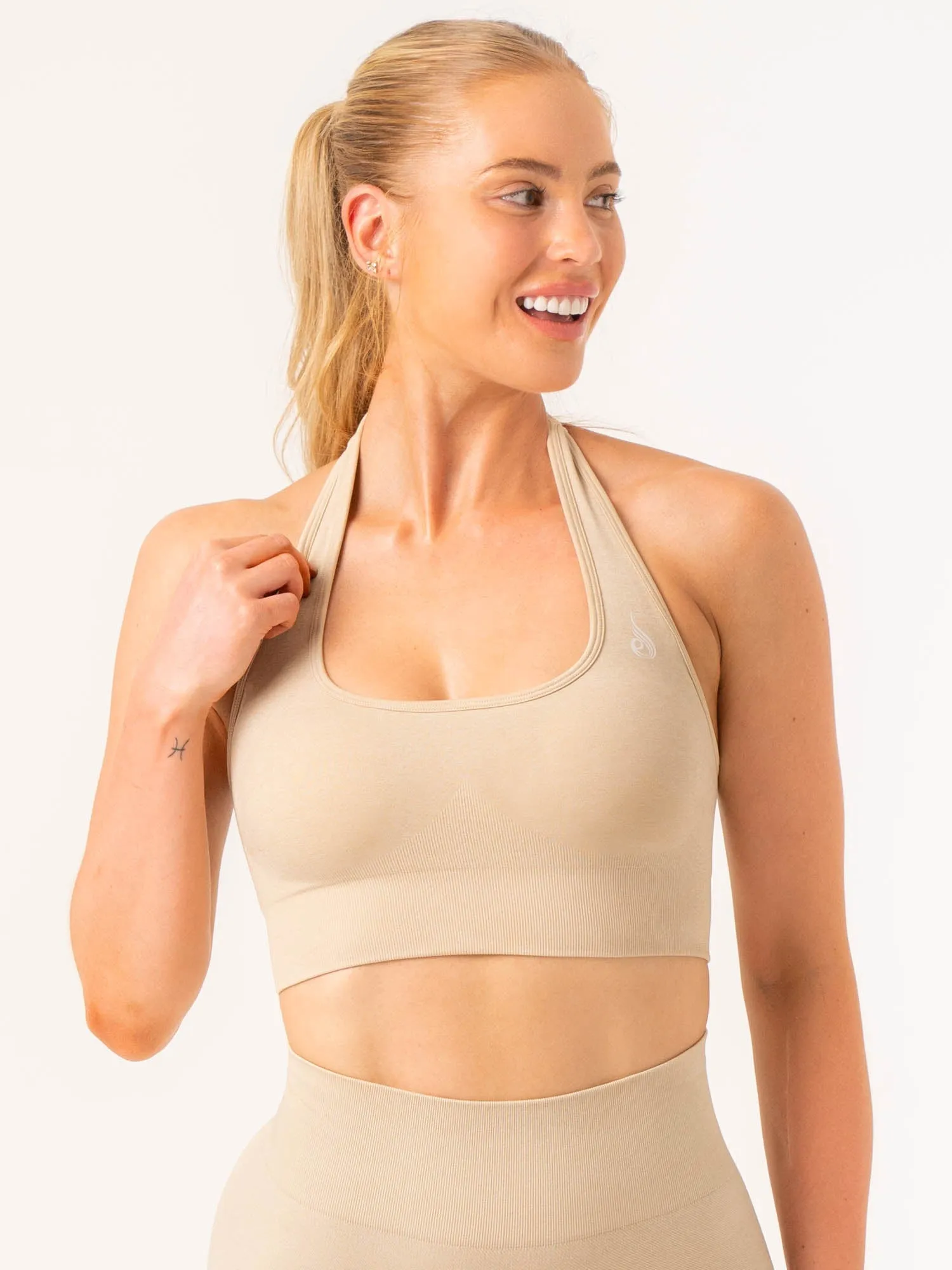Contour Halter Bra - Stone Marl No Burden